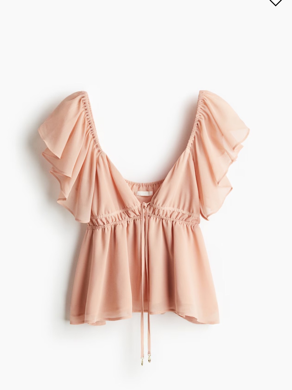 NWT H&M Women’s Ruffle Flutter-Sleeve Blouse - Blush